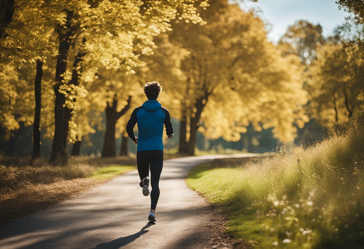 Abnehmen mit Joggen: Ein Mann läuft auf einem Waldweg