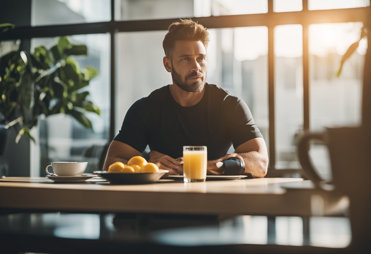 A person contemplating exercise before breakfast for weight loss